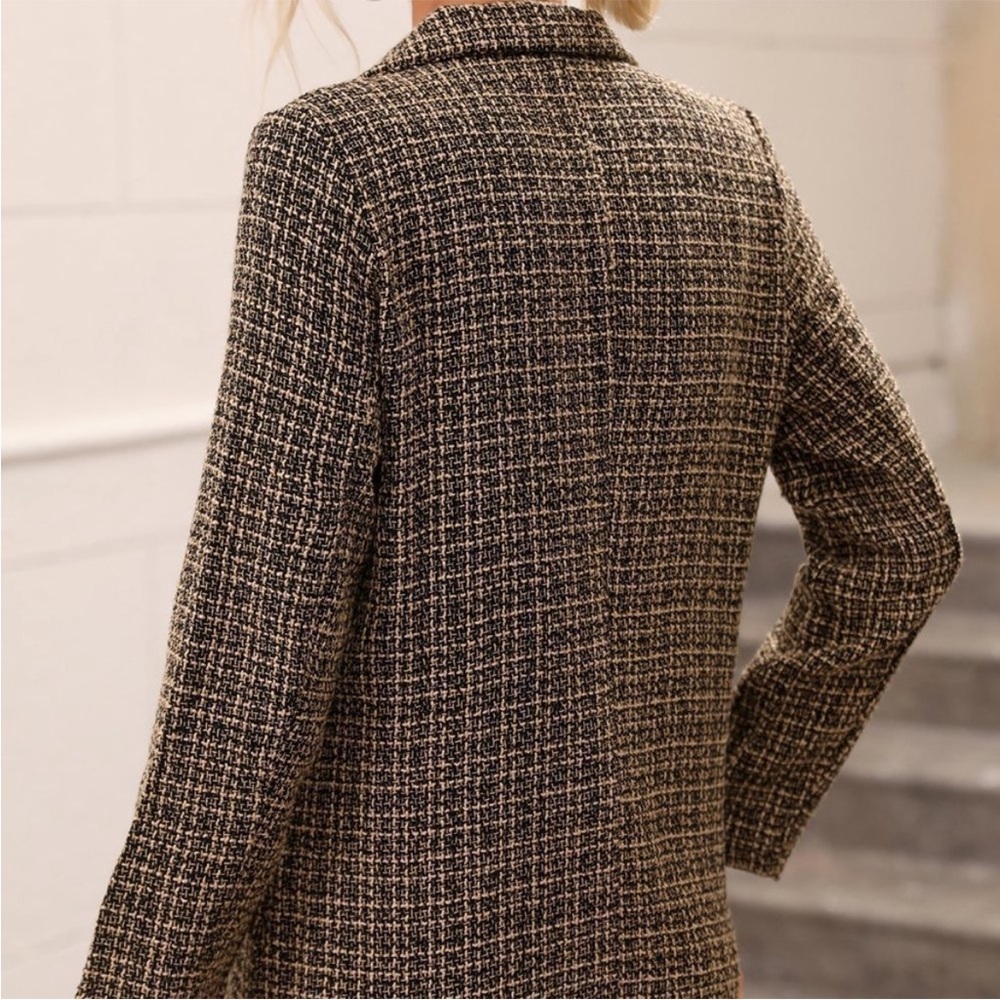 Business casual double breasted plaid blazer - Picture 3 of 5